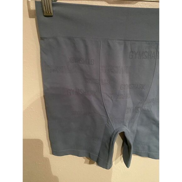 Gymshark Stretch High Rise Bike Shorts Blue Patterned Women's Large 5” Inseam - Picture 4 of 8